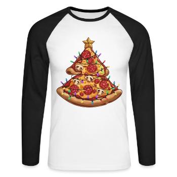 Pizza Christmas Tree Pepperoni Food Gifts for Kids - Unisex Baseballshirt langarm - Weiß/Schwarz - Vorne - Nik (191cm)