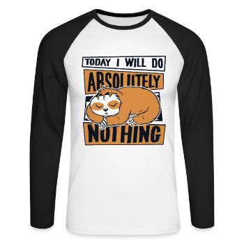 Today I Will Do Absolutely Nothing Pilosa - Unisex Long Sleeve Baseball T-Shirt - white/black - Front - Nik (191cm)