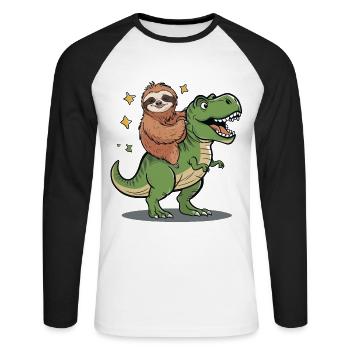 Faultier - Unisex Baseballshirt langarm - Weiß/Schwarz - Vorne - Nik (191cm)
