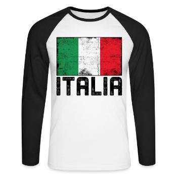 Italia - T-shirt baseball manches longues Homme - blanc/noir - Devant - Nik (191cm)