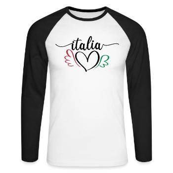 Italia - T-shirt baseball manches longues Homme - blanc/noir - Devant - Nik (191cm)