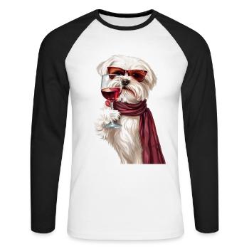 maltesisch - Unisex Baseballshirt langarm - Weiß/Schwarz - Vorne - Nik (191cm)