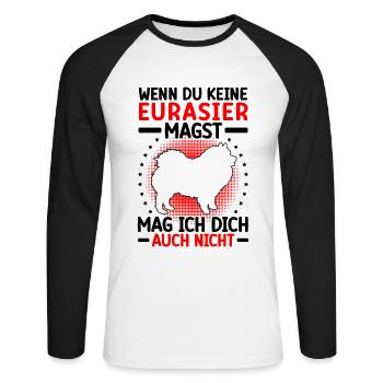 Eurasier ne vous aime pas non plus Eurasian Spitz - T-shirt baseball manches longues Homme - blanc/noir - Devant - Nik (191cm)