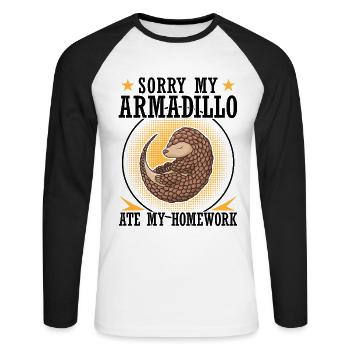 Armadillo mangé devoirs Armadillo - T-shirt baseball manches longues Homme - blanc/noir - Devant - Nik (191cm)