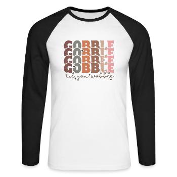faIss til you wiggle Thanksgiving Design - Unisex Long Sleeve Baseball T-Shirt - white/black - Front - Nik (191cm)