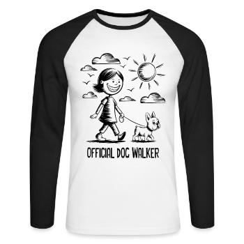 Bouledogue français Chien de compagnie Amoureux des animaux - T-shirt baseball manches longues Homme - blanc/noir - Devant - Nik (191cm)