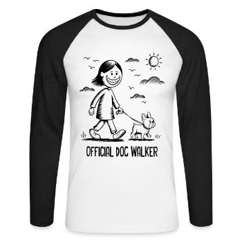 Bouledogue français Chien de compagnie Amoureux des animaux - T-shirt baseball manches longues Homme - blanc/noir - Devant - Nik (191cm)