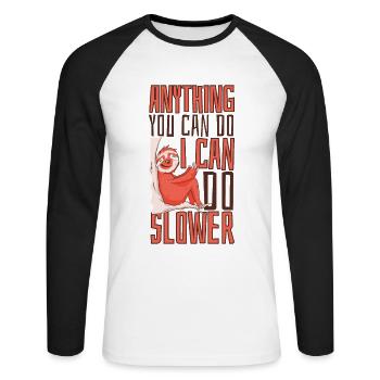Je peux faire plus lentement tout ce qui est folivore à gorge brune - T-shirt baseball manches longues Homme - blanc/noir - Devant - Nik (191cm)
