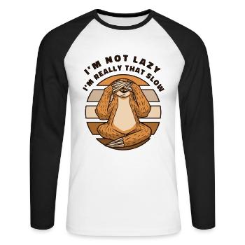 Ich bin wirklich so langsam Pilosa Folivora - Unisex Baseballshirt langarm - Weiß/Schwarz - Vorne - Nik (191cm)