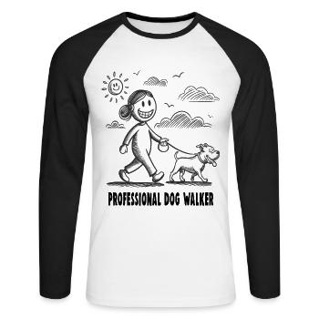 Pitbull Pet Dog Amoureux des animaux - T-shirt baseball manches longues Homme - blanc/noir - Devant - Nik (191cm)