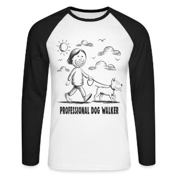 Pitbull Pet Dog Amoureux des animaux - T-shirt baseball manches longues Homme - blanc/noir - Devant - Nik (191cm)