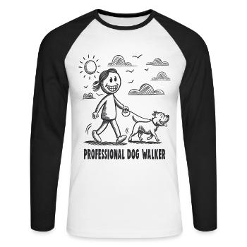 Pitbull Haustier Hunde Tierfreund - Unisex Baseballshirt langarm - Weiß/Schwarz - Vorne - Nik (191cm)