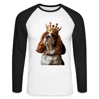 Cavalier King Charles Spaniel - Unisex Baseballshirt langarm - Weiß/Schwarz - Vorne - Nik (191cm)