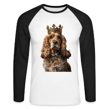 Cocker Spaniel - T-shirt baseball manches longues Homme - blanc/noir - Devant - Nik (191cm)