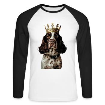 Englischer Springer Spaniel - Unisex Baseballshirt langarm - Weiß/Schwarz - Vorne - Nik (191cm)