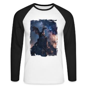 Cerf-volant - T-shirt baseball manches longues Homme - blanc/noir - Devant - Nik (191cm)