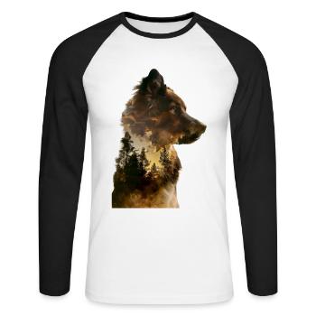 Australischer Schäferhund - Unisex Baseballshirt langarm - Weiß/Schwarz - Vorne - Nik (191cm)