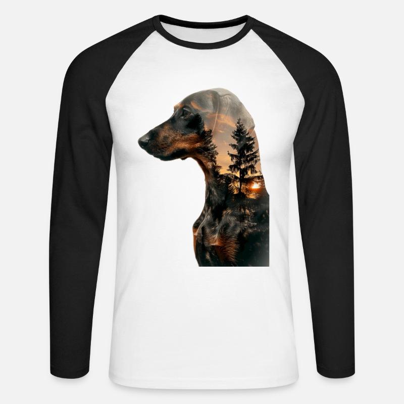 Dackel - Unisex Baseballshirt langarm - Weiß/Schwarz