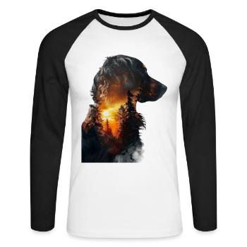 Bouvier bernois - T-shirt baseball manches longues Homme - blanc/noir - Devant - Nik (191cm)