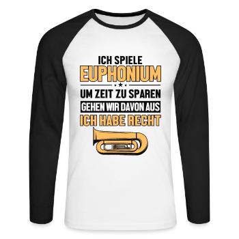 Euphoniumspieler hat immer Recht Euphonist Player - T-shirt baseball manches longues Homme - blanc/noir - Devant - Nik (191cm)
