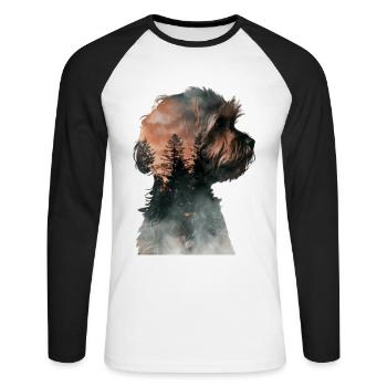 Shih Tzu - Unisex Baseballshirt langarm - Weiß/Schwarz - Vorne - Nik (191cm)