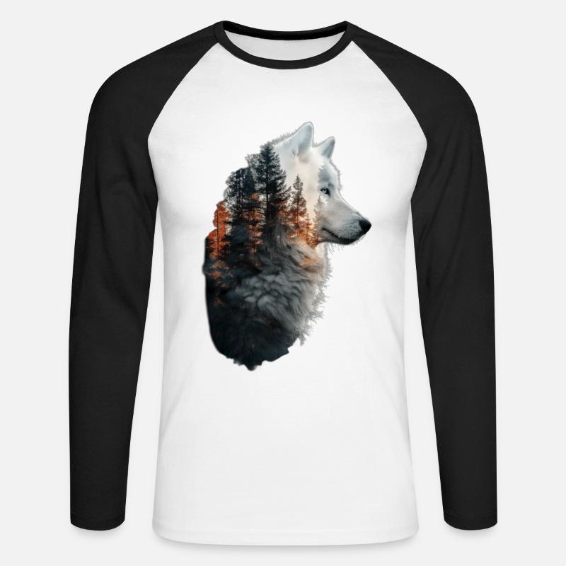 Samojede - Unisex Baseballshirt langarm - Weiß/Schwarz