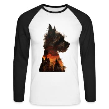 Yorkshire Terrier - T-shirt baseball manches longues Homme - blanc/noir - Devant - Nik (191cm)