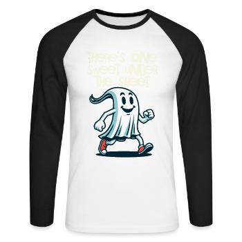 Last Minute Kostüm Unheimliches Halloween - Unisex Baseballshirt langarm - Weiß/Schwarz - Vorne - Nik (191cm)