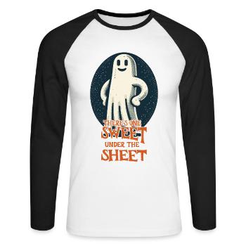 Last Minute Kostüm Unheimliches Halloween - Unisex Baseballshirt langarm - Weiß/Schwarz - Vorne - Nik (191cm)