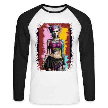 Pretty Punk Girl - Unisex Long Sleeve Baseball T-Shirt - white/black - Front - Nik (191cm)