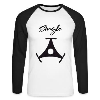 80er Jahre Single Schallplatte Mittelstern Musik - Unisex Baseballshirt langarm - Weiß/Schwarz - Vorne - Nik (191cm)