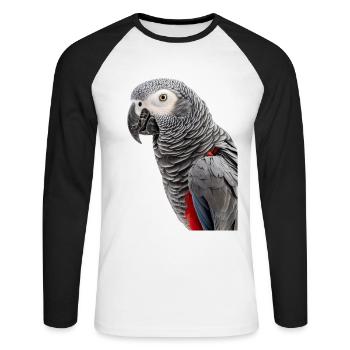 African Grey - Unisex Long Sleeve Baseball T-Shirt - white/black - Front - Nik (191cm)