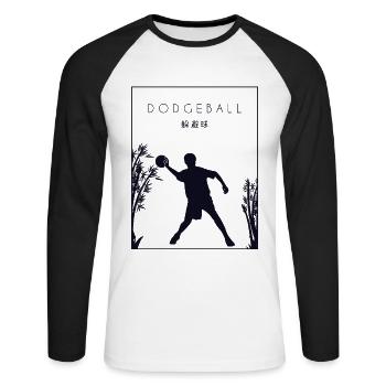 Völkerball Chinesisches Hanzi Prisonball Team Spiel - Unisex Baseballshirt langarm - Weiß/Schwarz - Vorne - Nik (191cm)
