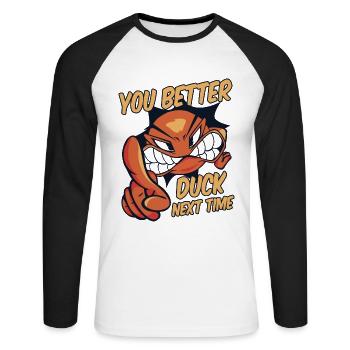 Vous feriez mieux de vous esquiver la prochaine fois Prisonball Team - T-shirt baseball manches longues Homme - blanc/noir - Devant - Nik (191cm)