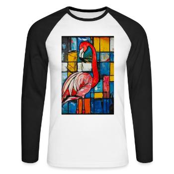 Flamingo - Unisex Long Sleeve Baseball T-Shirt - white/black - Front - Nik (191cm)