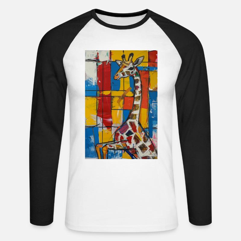 Giraffe - Unisex Baseballshirt langarm - Weiß/Schwarz