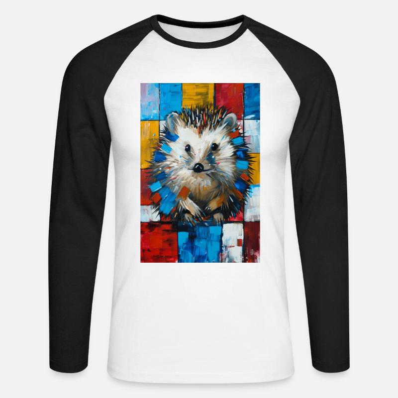 Igel - Unisex Baseballshirt langarm - Weiß/Schwarz