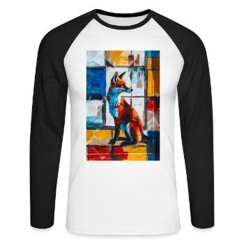Fuchs - Unisex Baseballshirt langarm - Weiß/Schwarz - Vorne - Nik (191cm)