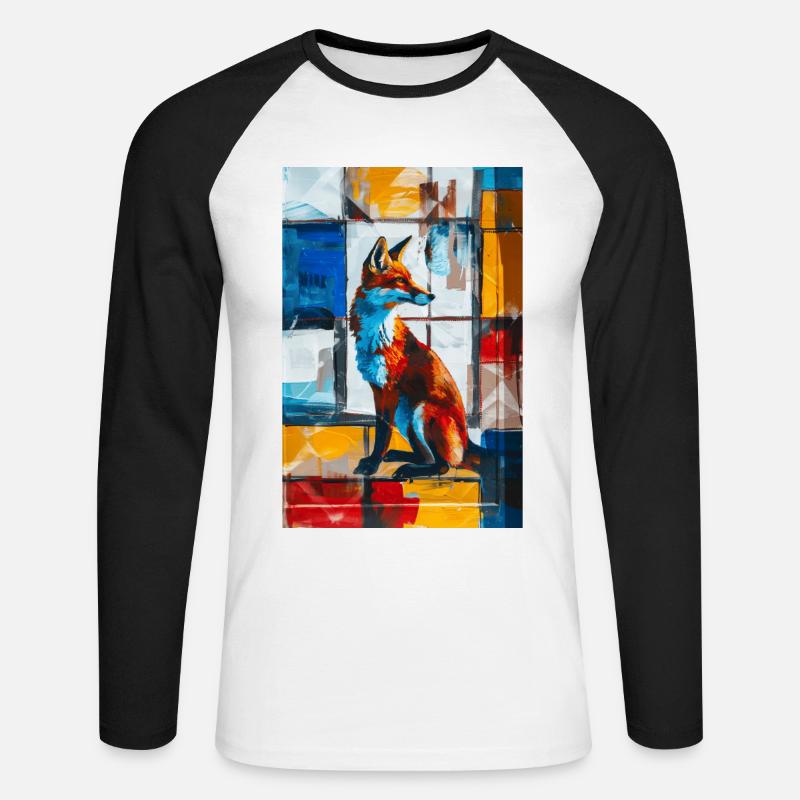 Fuchs - Unisex Baseballshirt langarm - Weiß/Schwarz