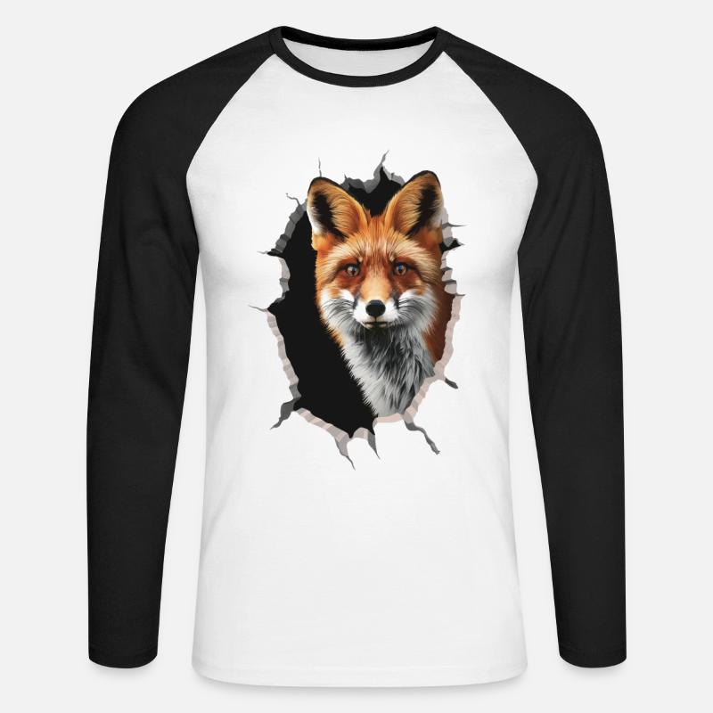 Fuchs - Unisex Baseballshirt langarm - Weiß/Schwarz