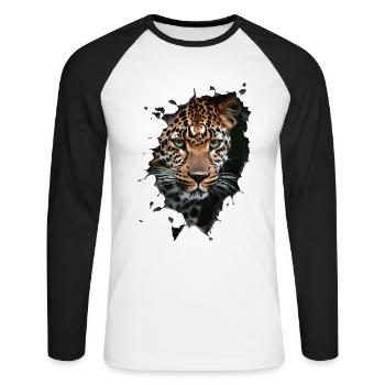 Leopard - Unisex Long Sleeve Baseball T-Shirt - white/black - Front - Nik (191cm)