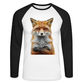 Fuchs - Unisex Baseballshirt langarm - Weiß/Schwarz - Vorne - Nik (191cm)