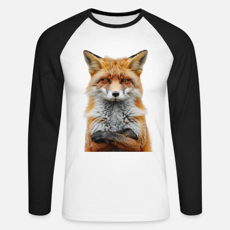Fuchs - Unisex Baseballshirt langarm - Weiß/Schwarz