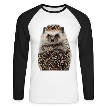 Igel - Unisex Baseballshirt langarm - Weiß/Schwarz - Vorne - Nik (191cm)
