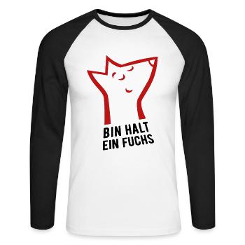 Bin halt ein Fuchs - schlau, cool & clever - Unisex Baseballshirt langarm - Weiß/Schwarz - Vorne - Nik (191cm)