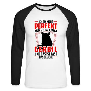 Gerbille m’aime de toute façon Gerbille rongeur - T-shirt baseball manches longues Homme - blanc/noir - Devant - Nik (191cm)
