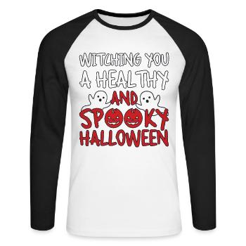 Apotheke Halloween | Witching you - Unisex Baseballshirt langarm - Weiß/Schwarz - Vorne - Nik (191cm)