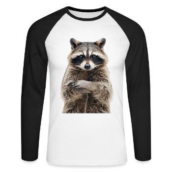 Raton laveur - T-shirt baseball manches longues Homme - blanc/noir - Devant - Nik (191cm)