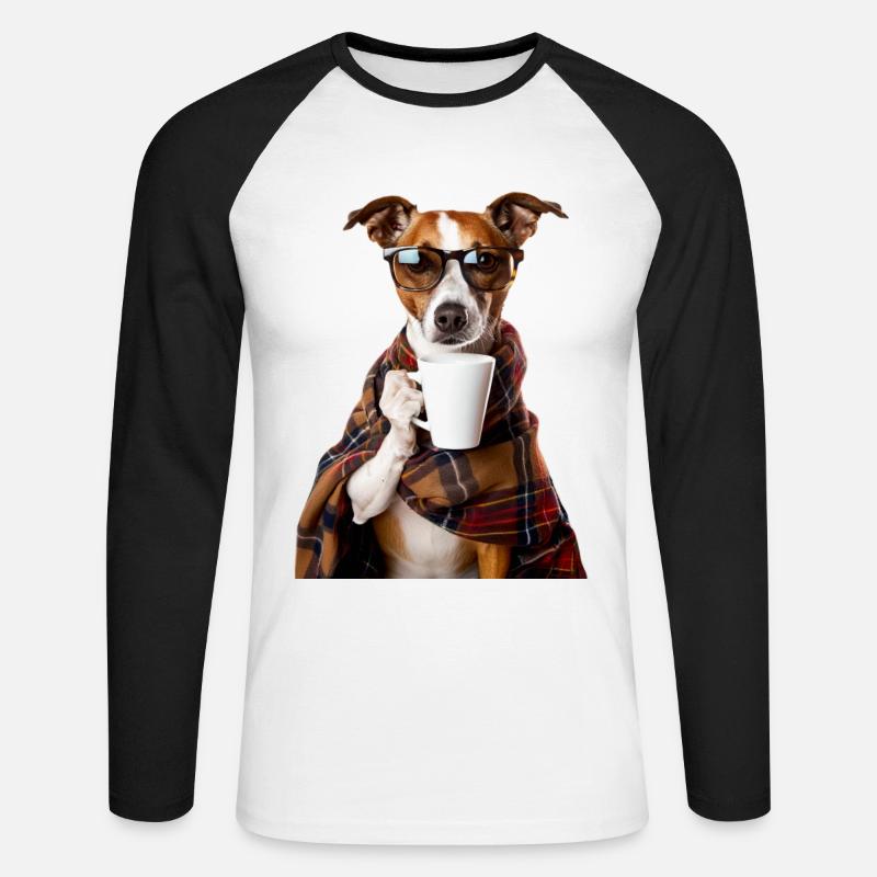 Hund - Unisex Baseballshirt langarm - Weiß/Schwarz