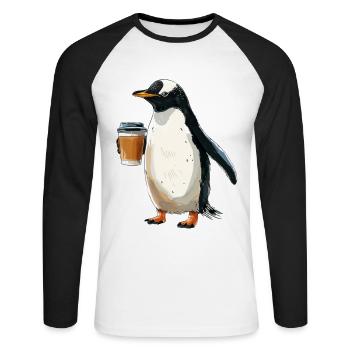 Penguin - Unisex Long Sleeve Baseball T-Shirt - white/black - Front - Nik (191cm)